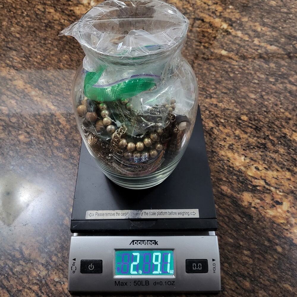 MIXED LOT Jewelry Jar Various Sizes Mystery Jar Mixed Metals Materials Condition